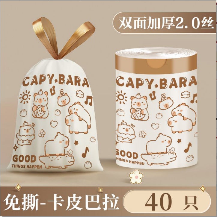 Printing Tear-Free Garbage Bag Drawstring-Type Household Large Thickened Non-Breakable Household Kitchen Portable Bag - Image 1